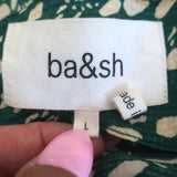 Ba&sh Erika Twist-Front Mini Dress Green Printed Satin Crepe Size Large