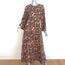 Doen Long Sleeve Maxi Dress Marron Floral Print Cotton Size Medium