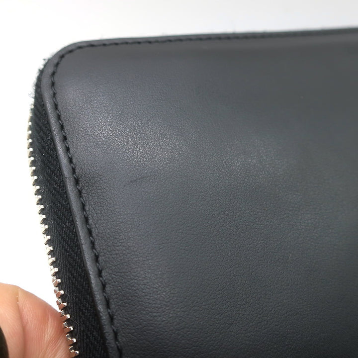Fendi Embossed Monster Eyes Zip-Around Wallet Black Leather