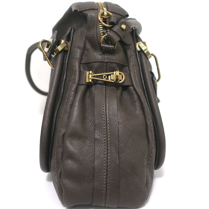 Chloe Large Paraty Shoulder Bag Dark Brown Leather
