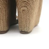 Christian Louboutin Panier 120 Espadrille Wedge Sandals Black Canvas Size 39