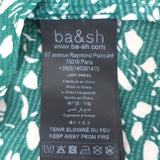 Ba&sh Erika Twist-Front Mini Dress Green Printed Satin Crepe Size Large
