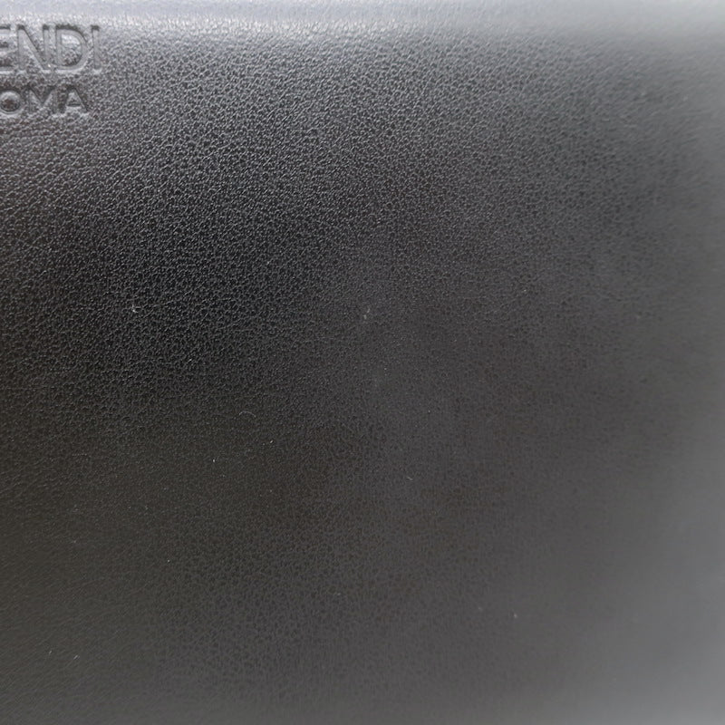 Fendi Embossed Monster Eyes Zip-Around Wallet Black Leather