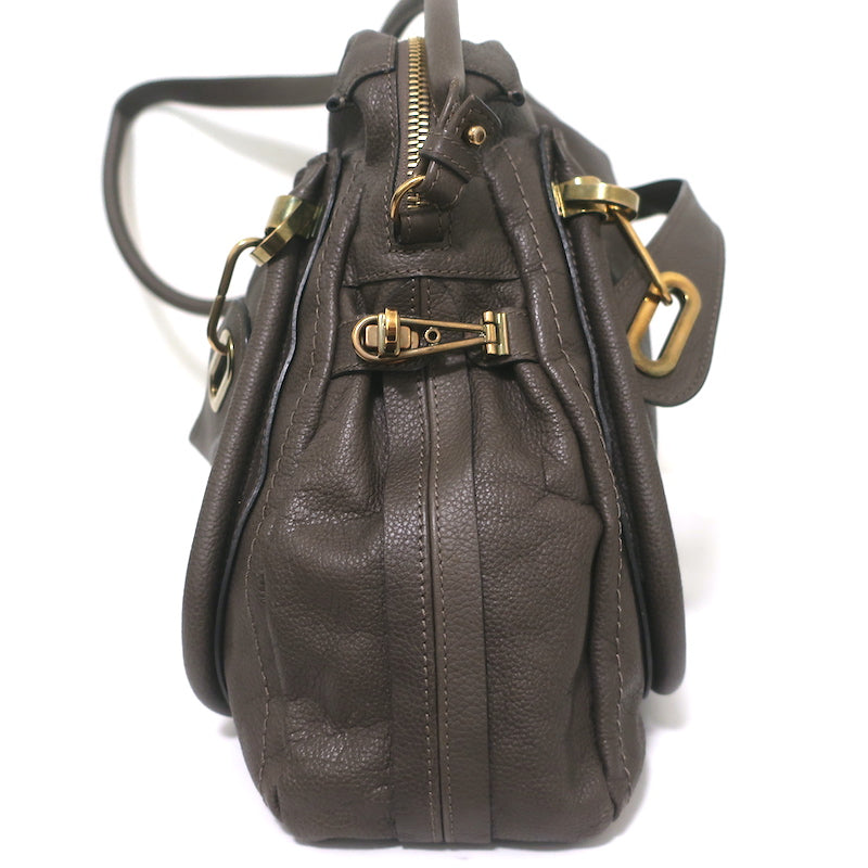 Chloe Large Paraty Shoulder Bag Dark Brown Leather