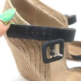 Christian Louboutin Panier 120 Espadrille Wedge Sandals Black Canvas Size 39