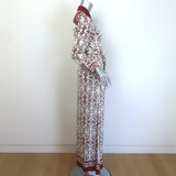 Alice + Olivia Chassidy Maxi Shirt Dress Cream/Red Floral Print Size Small