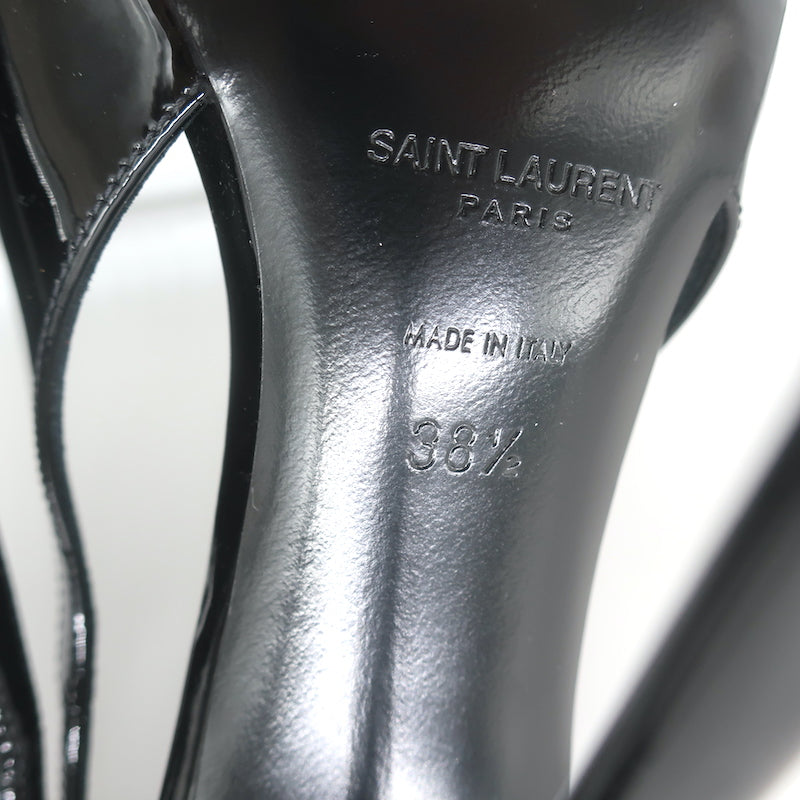 Saint Laurent Pablo Buckle Slingback Pumps Black Patent Leather Size 38.5 NEW
