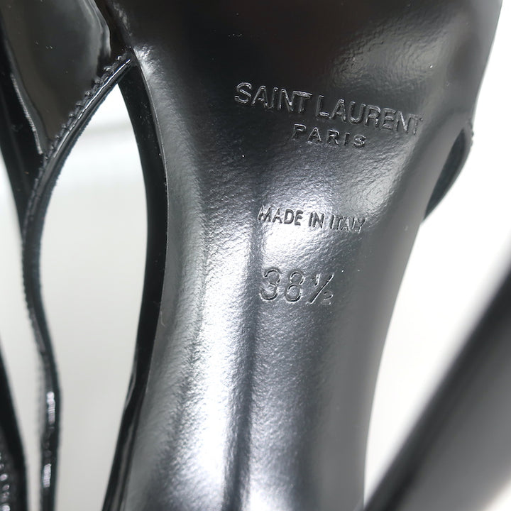 Saint Laurent Pablo Buckle Slingback Pumps Black Patent Leather Size 38.5 NEW