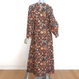 Doen Long Sleeve Maxi Dress Marron Floral Print Cotton Size Medium