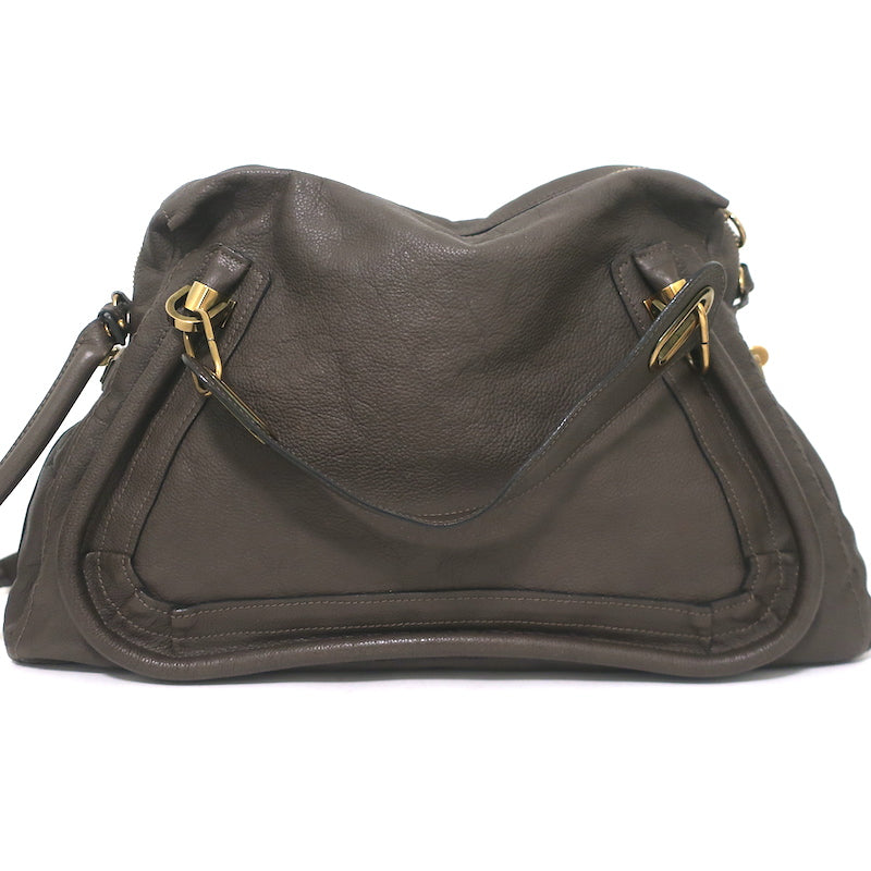 Chloe Large Paraty Shoulder Bag Dark Brown Leather