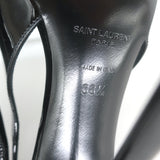 Saint Laurent Pablo Buckle Slingback Pumps Black Patent Leather Size 38.5 NEW