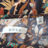 Doen Long Sleeve Maxi Dress Marron Floral Print Cotton Size Medium