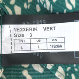 Ba&sh Erika Twist-Front Mini Dress Green Printed Satin Crepe Size Large