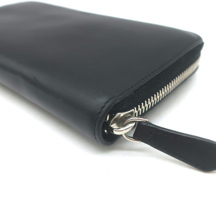 Fendi Embossed Monster Eyes Zip-Around Wallet Black Leather