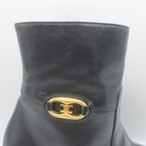 Celine Claude Wedge Ankle Boots Black Leather Size 38