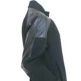 Derek Lam Coat Black Leather-Paneled Wool Size US 2