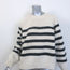 Ba&sh Palo Mixed Knit Shoulder-Zip Sweater Ecru/Navy Striped Wool Size 2