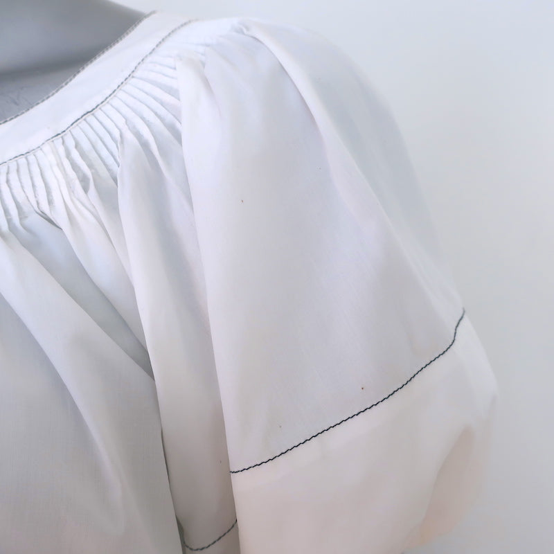 Ulla Johnson Puff Sleeve Top White Topstitched Cotton Size 2