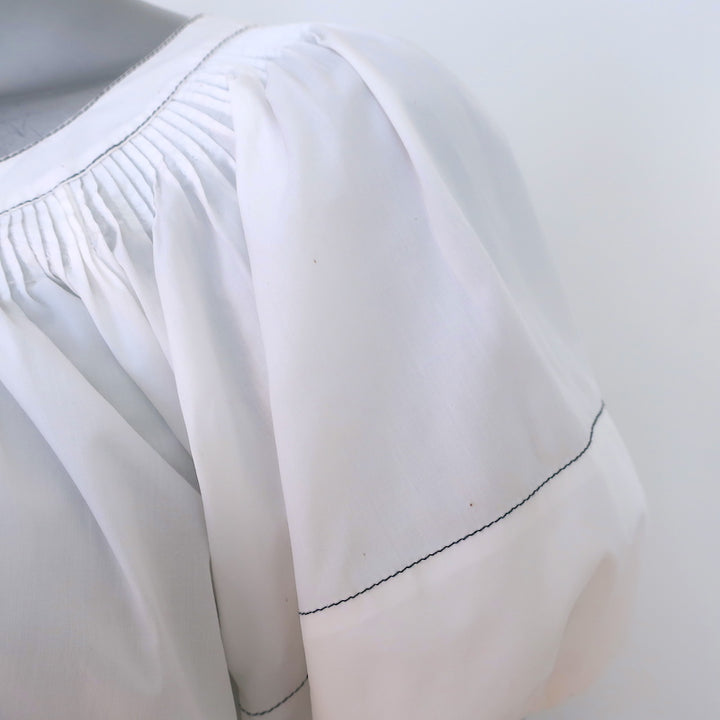 Ulla Johnson Puff Sleeve Top White Topstitched Cotton Size 2