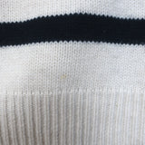 Ba&sh Palo Mixed Knit Shoulder-Zip Sweater Ecru/Navy Striped Wool Size 2