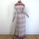 Alice + Olivia Chassidy Maxi Shirt Dress Cream/Red Floral Print Size Small
