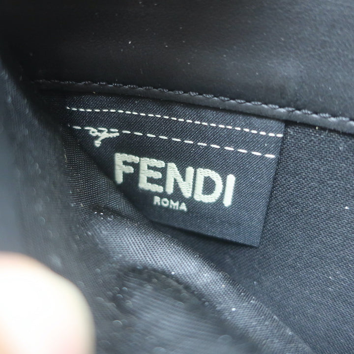 Fendi Embossed Monster Eyes Zip-Around Wallet Black Leather