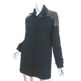 Derek Lam Coat Black Leather-Paneled Wool Size US 2