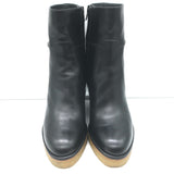 Celine Claude Wedge Ankle Boots Black Leather Size 38