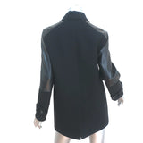 Derek Lam Coat Black Leather-Paneled Wool Size US 2
