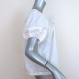 Ulla Johnson Puff Sleeve Top White Topstitched Cotton Size 2