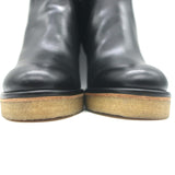 Celine Claude Wedge Ankle Boots Black Leather Size 38