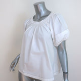Ulla Johnson Puff Sleeve Top White Topstitched Cotton Size 2