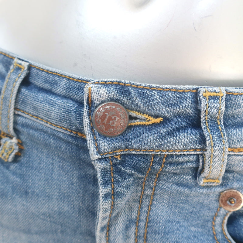 R13 Boy Skinny Ripped Jeans Bowers Blue Stretch Denim Size 25