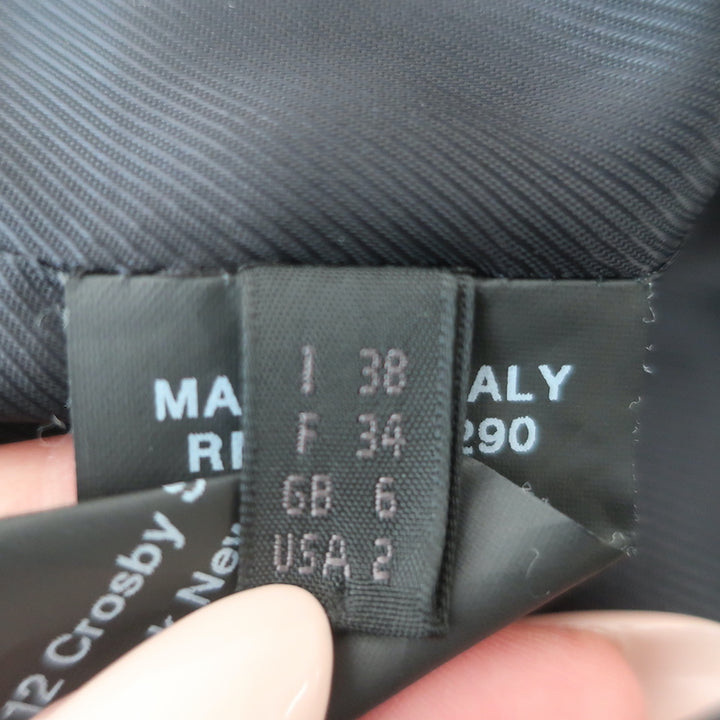 Derek Lam Coat Black Leather-Paneled Wool Size US 2
