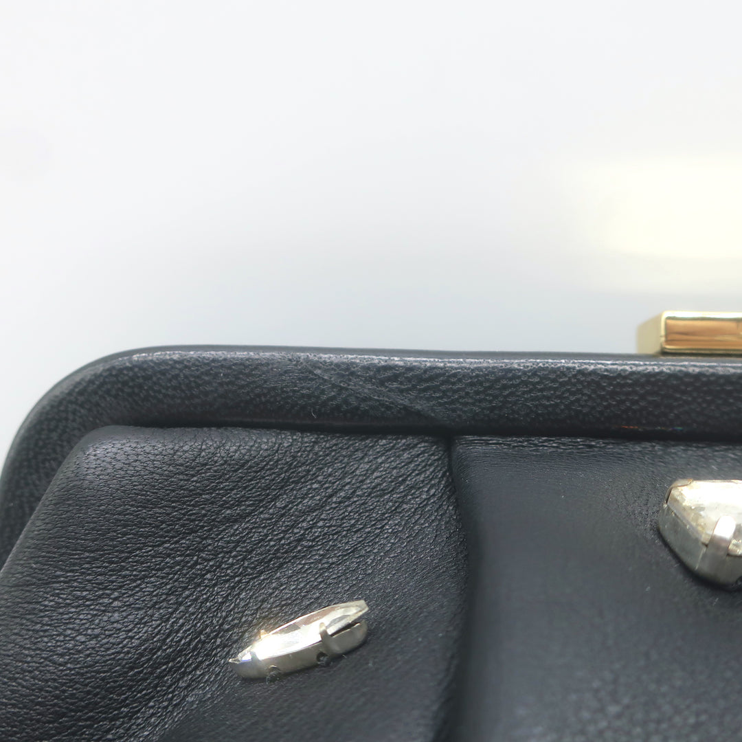 Clare V Sissy Crystal-Embellished Clutch Black Leather Mini Crossbody Bag