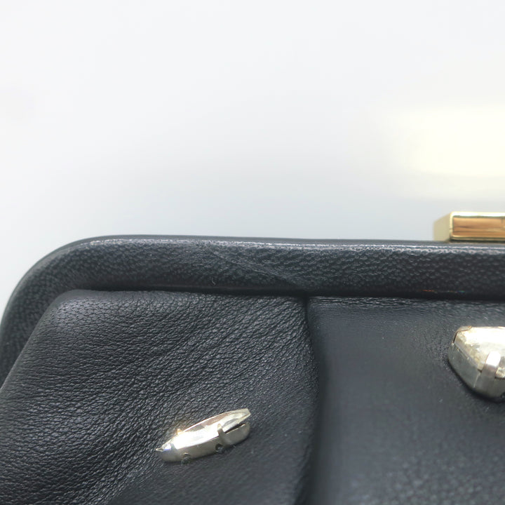 Clare V Sissy Crystal-Embellished Clutch Black Leather Mini Crossbody Bag