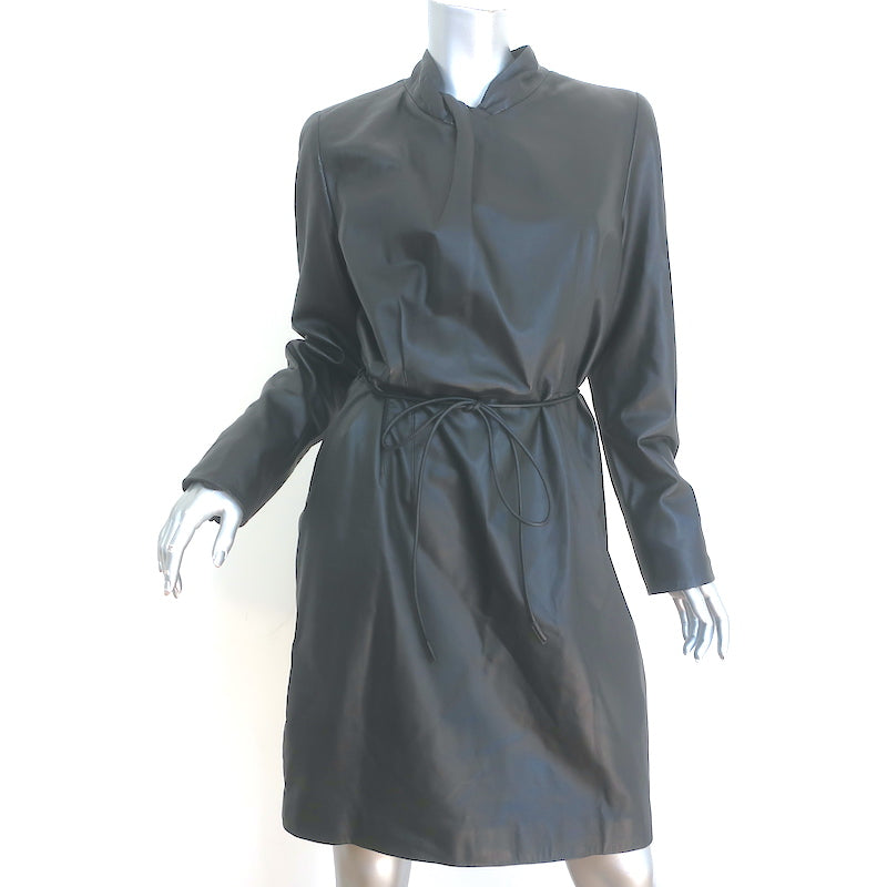Emporio Armani Long Sleeve Leather Mini Dress Black Size 50 NEW Celebrity Owned Emporio Armani Long Sleeve Leather Mini Dress Black Size 50 NEW Celebrity Owned