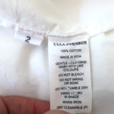 Ulla Johnson Puff Sleeve Top White Topstitched Cotton Size 2