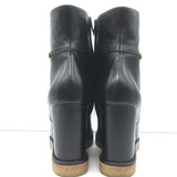 Celine Claude Wedge Ankle Boots Black Leather Size 38
