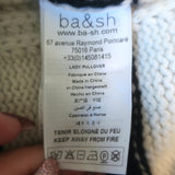 Ba&sh Palo Mixed Knit Shoulder-Zip Sweater Ecru/Navy Striped Wool Size 2