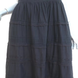 THE GREAT Tiered Maxi Dress Reverie Black Lace-Trim Cotton Size 1