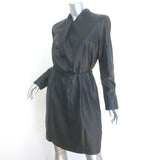 Emporio Armani Long Sleeve Leather Mini Dress Black Size 50 NEW
