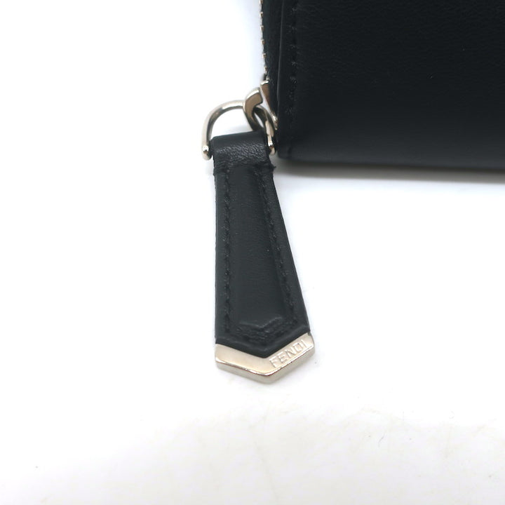 Fendi Monster Snakeskin Eyes Zip-Around Wallet Black Leather