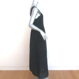 THE GREAT Tiered Maxi Dress Reverie Black Lace-Trim Cotton Size 1