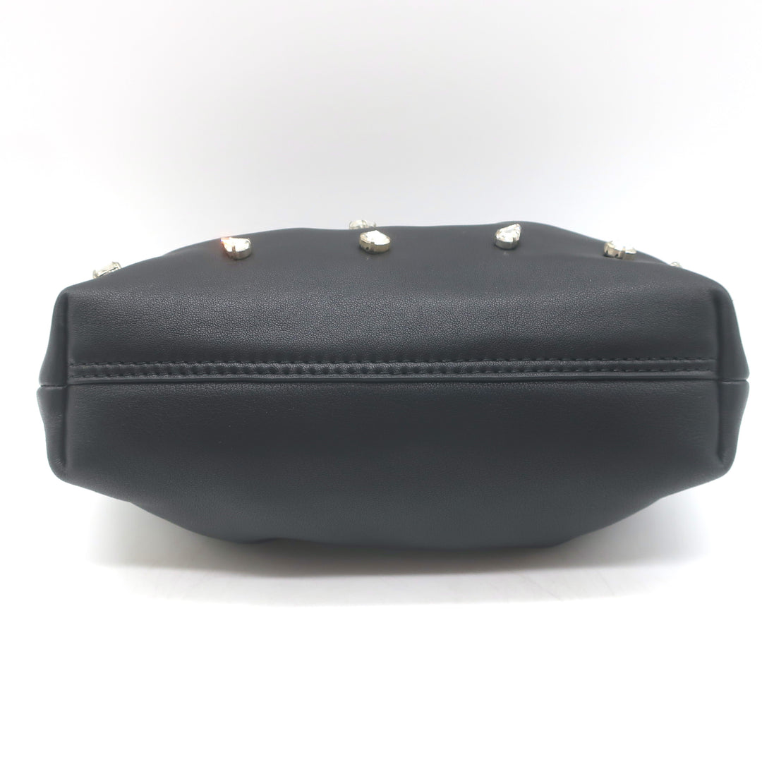 Clare V Sissy Crystal-Embellished Clutch Black Leather Mini Crossbody Bag