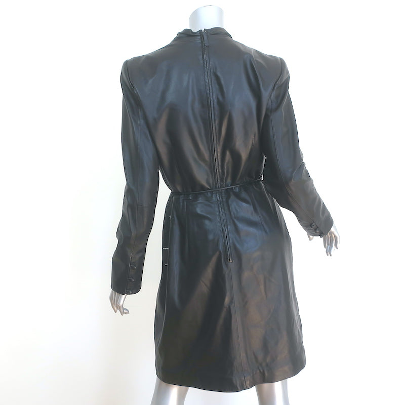 armani leather dress Emporio Armani Leather Belted Dress
