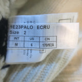 Ba&sh Palo Mixed Knit Shoulder-Zip Sweater Ecru/Navy Striped Wool Size 2