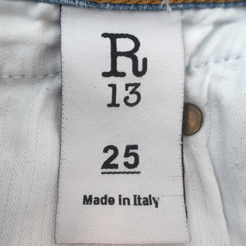 R13 Boy Skinny Ripped Jeans Bowers Blue Stretch Denim Size 25