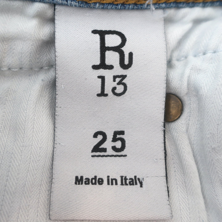 R13 Boy Skinny Ripped Jeans Bowers Blue Stretch Denim Size 25