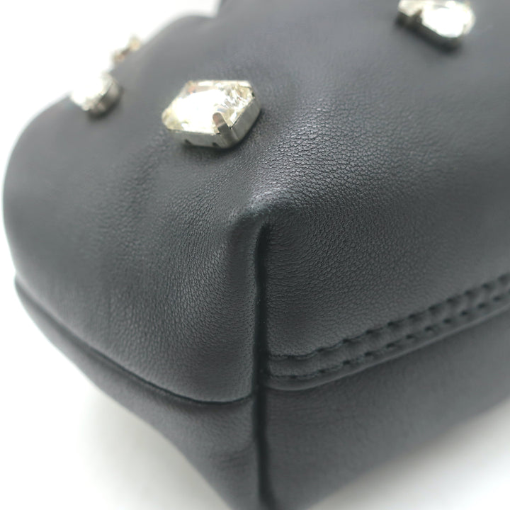 Clare V Sissy Crystal-Embellished Clutch Black Leather Mini Crossbody Bag
